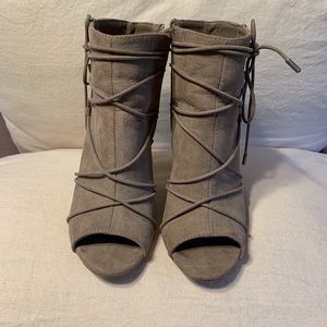 Size 6.5- open toe, 4” heels, Ankle Booties